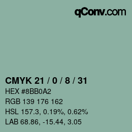 Color code: CMYK 21 / 0 / 8 / 31 | qconv.com