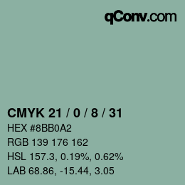 Color code: CMYK 21 / 0 / 8 / 31 | qconv.com