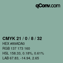 Color code: CMYK 21 / 0 / 8 / 32 | qconv.com