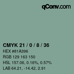 Color code: CMYK 21 / 0 / 8 / 36 | qconv.com