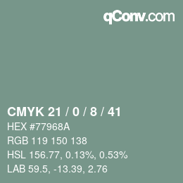 Color code: CMYK 21 / 0 / 8 / 41 | qconv.com