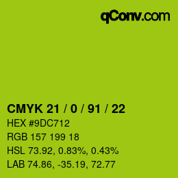 Código de color: CMYK 21 / 0 / 91 / 22 | qconv.com