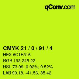 Color code: CMYK 21 / 0 / 91 / 4 | qconv.com