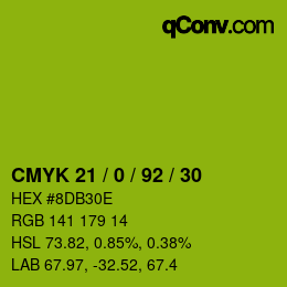 Color code: CMYK 21 / 0 / 92 / 30 | qconv.com