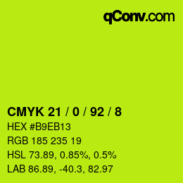 カラーコード: CMYK 21 / 0 / 92 / 8 | qconv.com