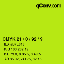 カラーコード: CMYK 21 / 0 / 92 / 9 | qconv.com