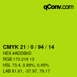 颜色代码: CMYK 21 / 0 / 94 / 14 | qconv.com