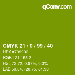 Color code: CMYK 21 / 0 / 99 / 40 | qconv.com