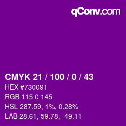 Color code: CMYK 21 / 100 / 0 / 43 | qconv.com