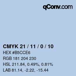 Code couleur: CMYK 21 / 11 / 0 / 10 | qconv.com