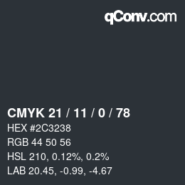 Color code: CMYK 21 / 11 / 0 / 78 | qconv.com