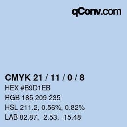 Farbcode: CMYK 21 / 11 / 0 / 8 | qconv.com