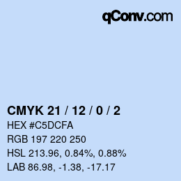 Color code: CMYK 21 / 12 / 0 / 2 | qconv.com