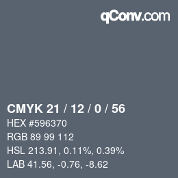 カラーコード: CMYK 21 / 12 / 0 / 56 | qconv.com