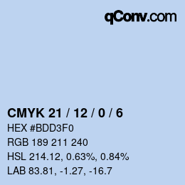 Color code: CMYK 21 / 12 / 0 / 6 | qconv.com