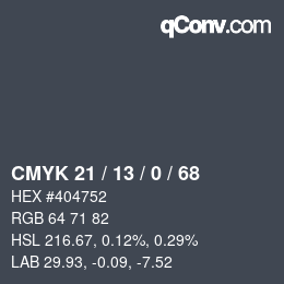 Color code: CMYK 21 / 13 / 0 / 68 | qconv.com