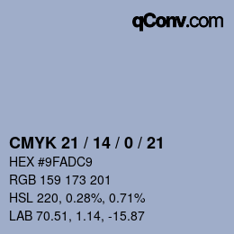 Farbcode: CMYK 21 / 14 / 0 / 21 | qconv.com