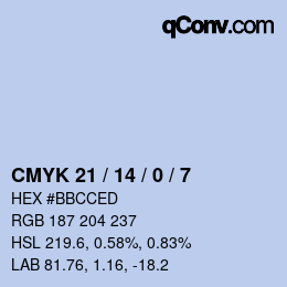 Color code: CMYK 21 / 14 / 0 / 7 | qconv.com