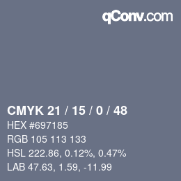 カラーコード: CMYK 21 / 15 / 0 / 48 | qconv.com