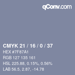 Color code: CMYK 21 / 16 / 0 / 37 | qconv.com