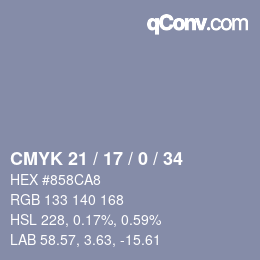 Color code: CMYK 21 / 17 / 0 / 34 | qconv.com