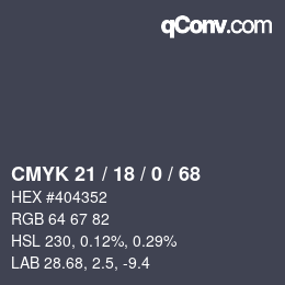 カラーコード: CMYK 21 / 18 / 0 / 68 | qconv.com