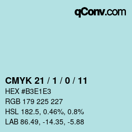 Code couleur: CMYK 21 / 1 / 0 / 11 | qconv.com