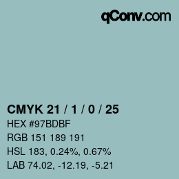 Color code: CMYK 21 / 1 / 0 / 25 | qconv.com