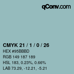 Color code: CMYK 21 / 1 / 0 / 26 | qconv.com