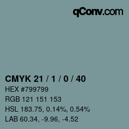 Código de color: CMYK 21 / 1 / 0 / 40 | qconv.com