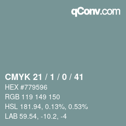 Color code: CMYK 21 / 1 / 0 / 41 | qconv.com