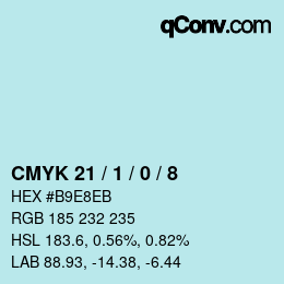 Color code: CMYK 21 / 1 / 0 / 8 | qconv.com