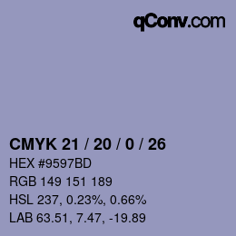 Color code: CMYK 21 / 20 / 0 / 26 | qconv.com