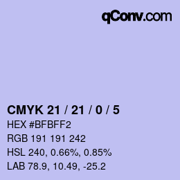 Color code: CMYK 21 / 21 / 0 / 5 | qconv.com