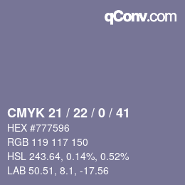 Color code: CMYK 21 / 22 / 0 / 41 | qconv.com
