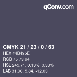 カラーコード: CMYK 21 / 23 / 0 / 63 | qconv.com