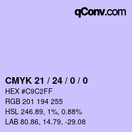 カラーコード: CMYK 21 / 24 / 0 / 0 | qconv.com