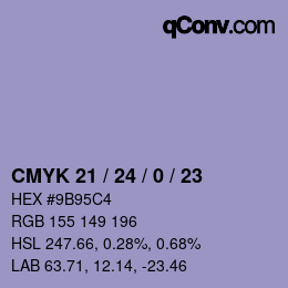 カラーコード: CMYK 21 / 24 / 0 / 23 | qconv.com