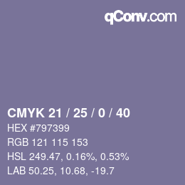 颜色代码: CMYK 21 / 25 / 0 / 40 | qconv.com