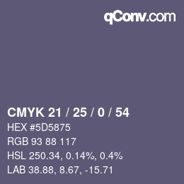 Farbcode: CMYK 21 / 25 / 0 / 54 | qconv.com