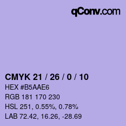 Color code: CMYK 21 / 26 / 0 / 10 | qconv.com