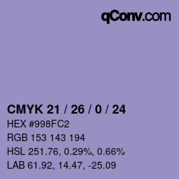 Color code: CMYK 21 / 26 / 0 / 24 | qconv.com