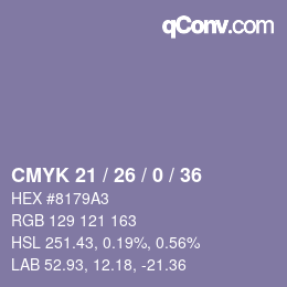 Farbcode: CMYK 21 / 26 / 0 / 36 | qconv.com