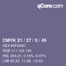 Color code: CMYK 21 / 27 / 0 / 45 | qconv.com