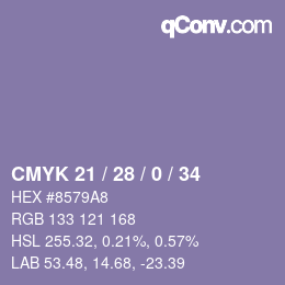 颜色代码: CMYK 21 / 28 / 0 / 34 | qconv.com