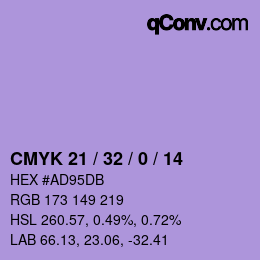 カラーコード: CMYK 21 / 32 / 0 / 14 | qconv.com