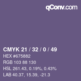 Color code: CMYK 21 / 32 / 0 / 49 | qconv.com