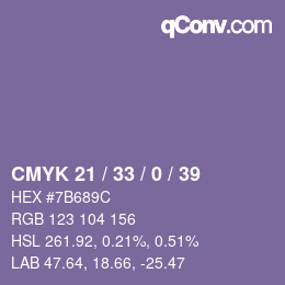 Farbcode: CMYK 21 / 33 / 0 / 39 | qconv.com