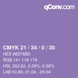 Farbcode: CMYK 21 / 34 / 0 / 30 | qconv.com