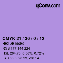Color code: CMYK 21 / 36 / 0 / 12 | qconv.com